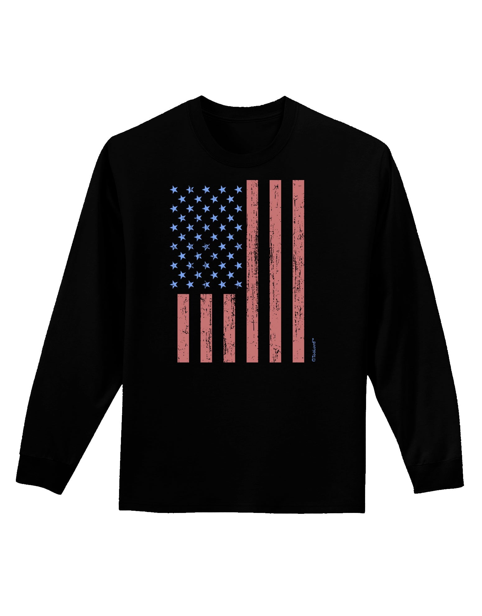 Red and Blue Stamp Style American Flag - Distressed Adult Long Sleeve Dark T-Shirt by TooLoud-TooLoud-Black-Small-Davson Sales