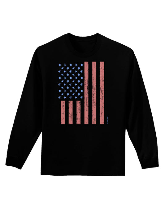 Red and Blue Stamp Style American Flag - Distressed Adult Long Sleeve Dark T-Shirt by TooLoud-TooLoud-Black-Small-Davson Sales