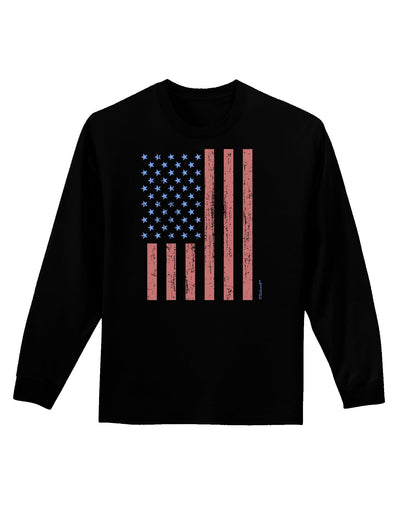 Red and Blue Stamp Style American Flag - Distressed Adult Long Sleeve Dark T-Shirt by TooLoud-TooLoud-Black-Small-Davson Sales