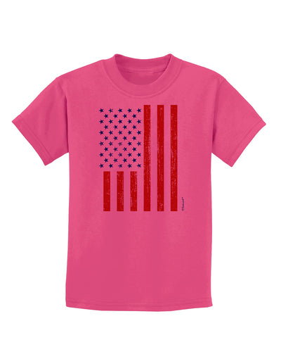 Red and Blue Stamp Style American Flag - Distressed Childrens T-Shirt by TooLoud-Childrens T-Shirt-TooLoud-Sangria-X-Small-Davson Sales