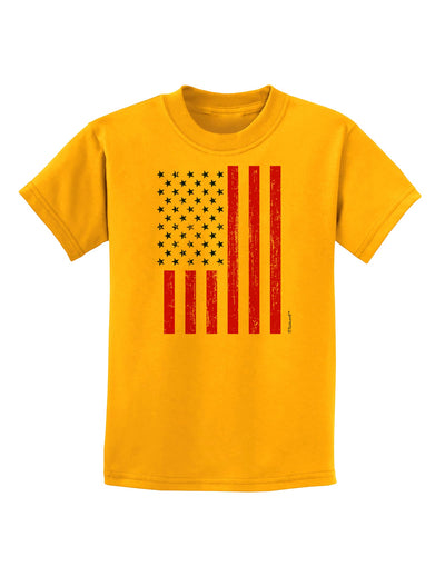 Red and Blue Stamp Style American Flag - Distressed Childrens T-Shirt by TooLoud-Childrens T-Shirt-TooLoud-Gold-X-Small-Davson Sales