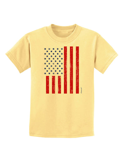 Red and Blue Stamp Style American Flag - Distressed Childrens T-Shirt by TooLoud-Childrens T-Shirt-TooLoud-Daffodil-Yellow-X-Small-Davson Sales