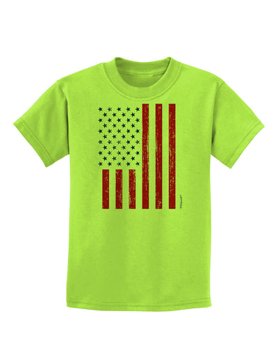 Red and Blue Stamp Style American Flag - Distressed Childrens T-Shirt by TooLoud-Childrens T-Shirt-TooLoud-Lime-Green-X-Small-Davson Sales