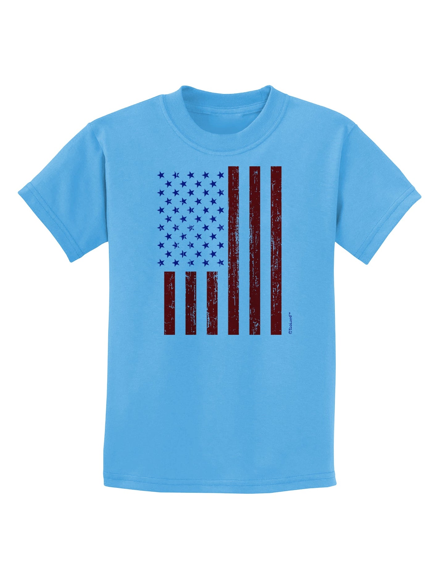 Red and Blue Stamp Style American Flag - Distressed Childrens T-Shirt by TooLoud-Childrens T-Shirt-TooLoud-Aquatic-Blue-X-Small-Davson Sales