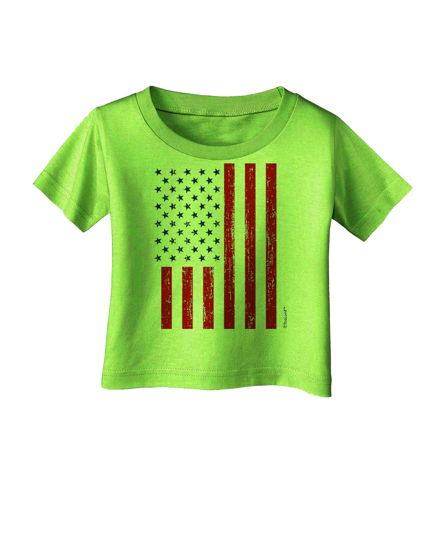 Red and Blue Stamp Style American Flag - Distressed Infant T-Shirt by TooLoud-Infant T-Shirt-TooLoud-Lime-Green-06-Months-Davson Sales