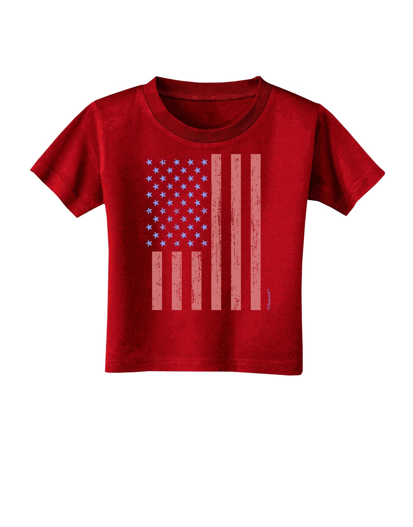Red and Blue Stamp Style American Flag - Distressed Toddler T-Shirt Dark by TooLoud-Toddler T-Shirt-TooLoud-Red-2T-Davson Sales