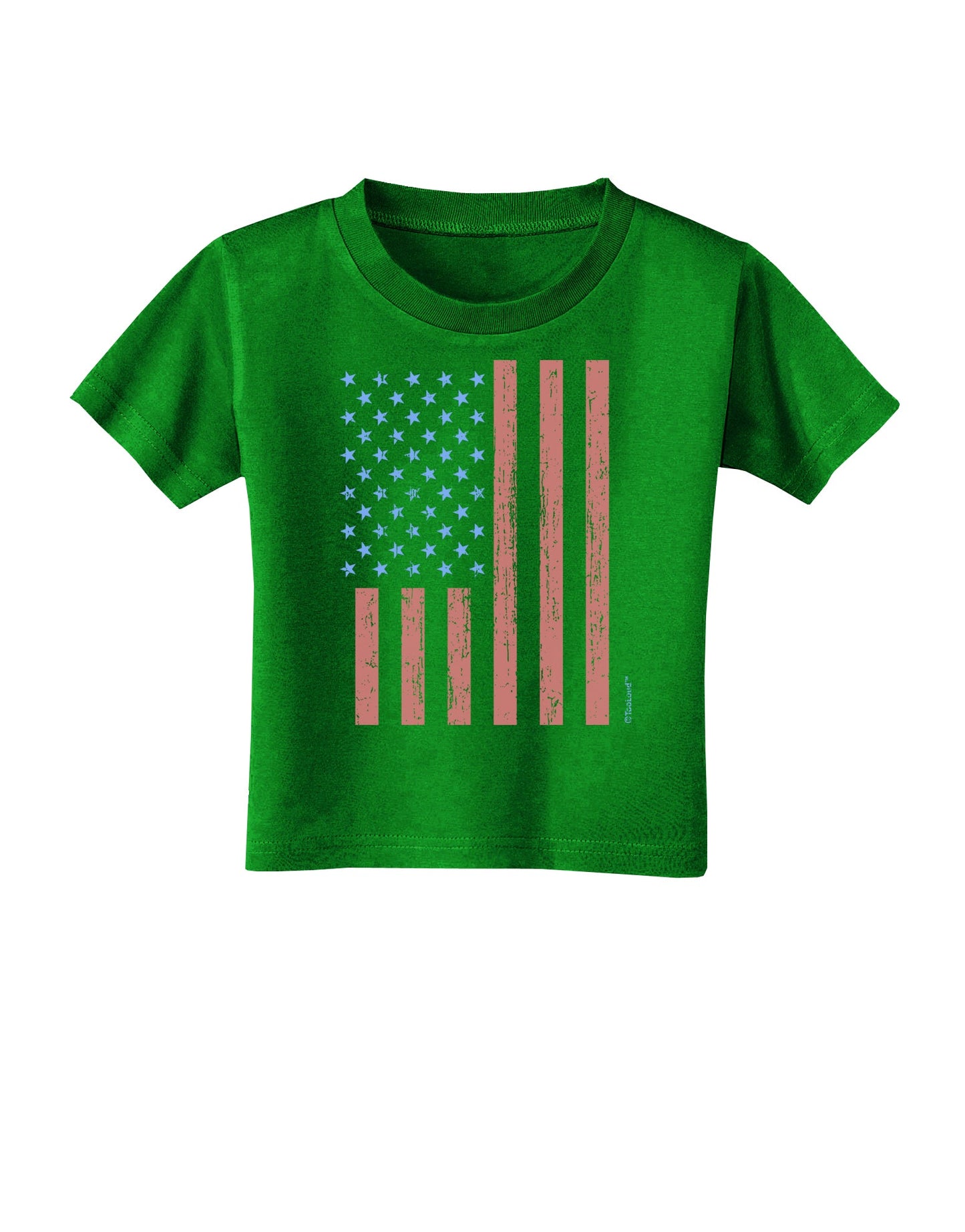 Red and Blue Stamp Style American Flag - Distressed Toddler T-Shirt Dark by TooLoud-Toddler T-Shirt-TooLoud-Clover-Green-2T-Davson Sales
