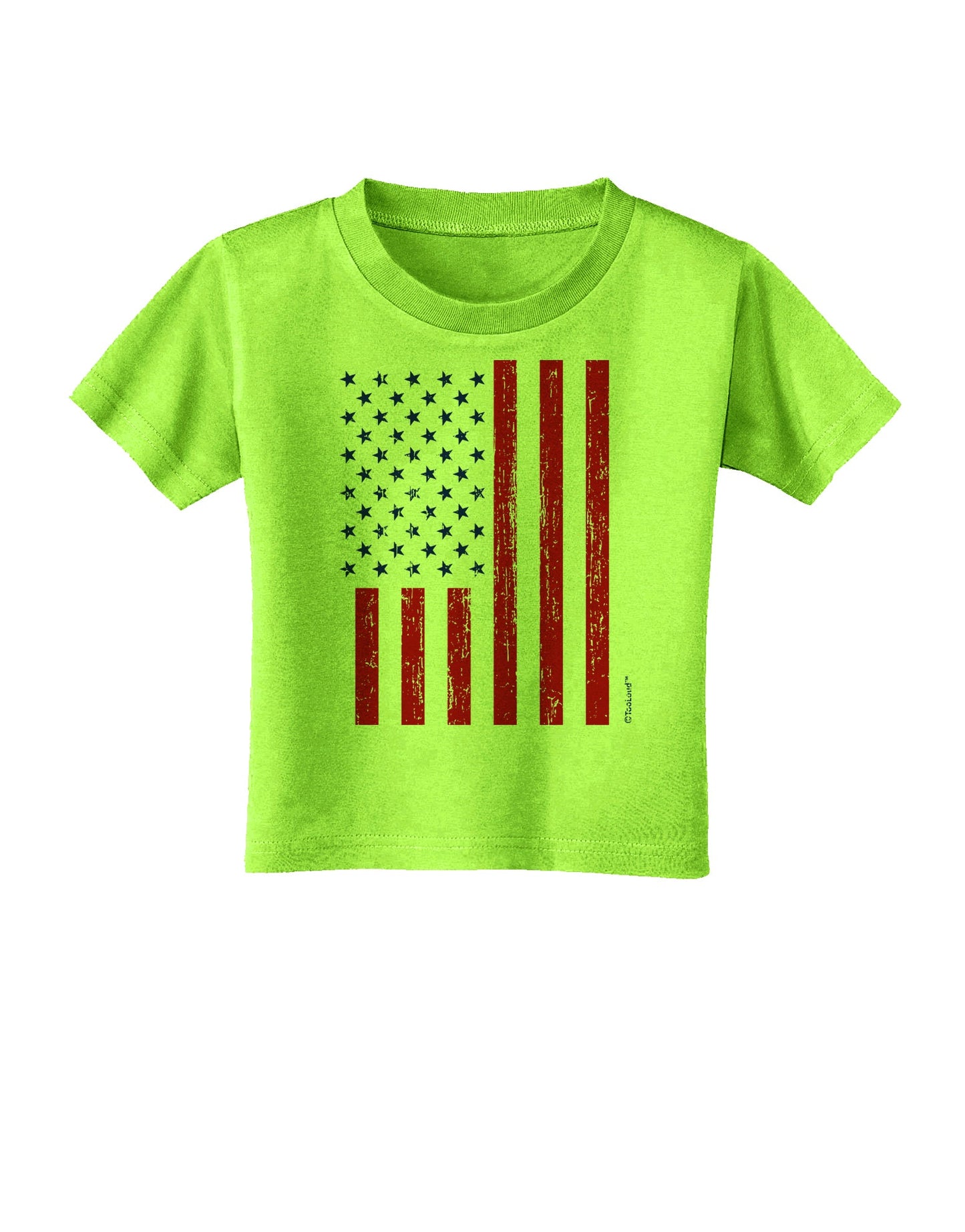 Red and Blue Stamp Style American Flag - Distressed Toddler T-Shirt by TooLoud-Toddler T-Shirt-TooLoud-Lime-Green-2T-Davson Sales