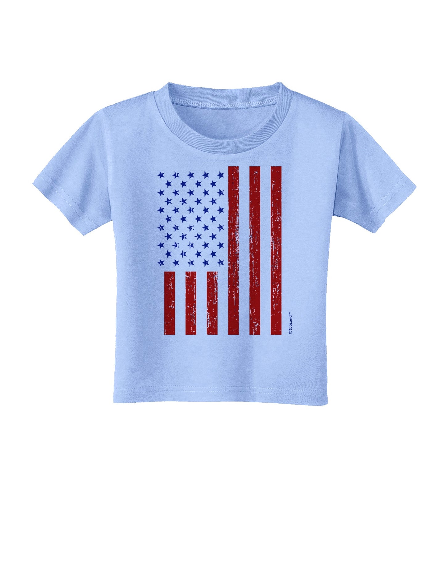 Red and Blue Stamp Style American Flag - Distressed Toddler T-Shirt by TooLoud-Toddler T-Shirt-TooLoud-Aquatic-Blue-2T-Davson Sales