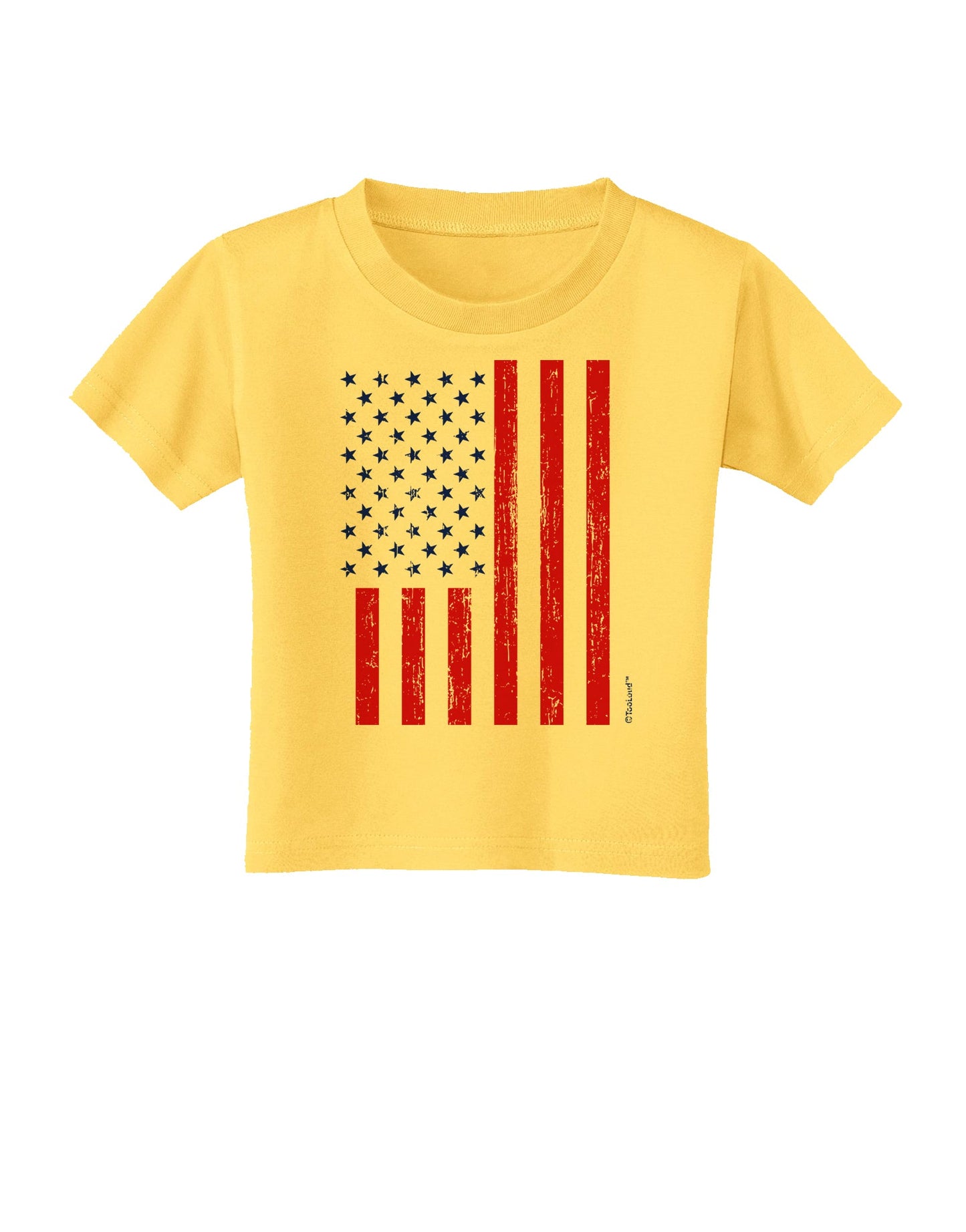 Red and Blue Stamp Style American Flag - Distressed Toddler T-Shirt by TooLoud-Toddler T-Shirt-TooLoud-Yellow-2T-Davson Sales