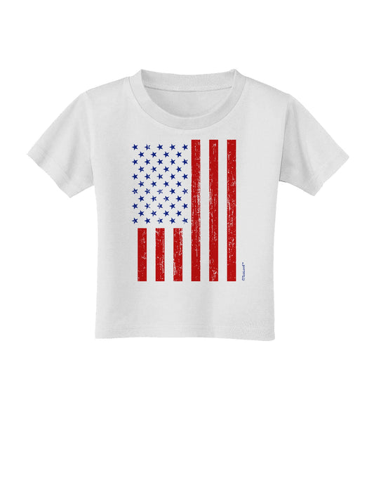 Red and Blue Stamp Style American Flag - Distressed Toddler T-Shirt by TooLoud-Toddler T-Shirt-TooLoud-White-2T-Davson Sales