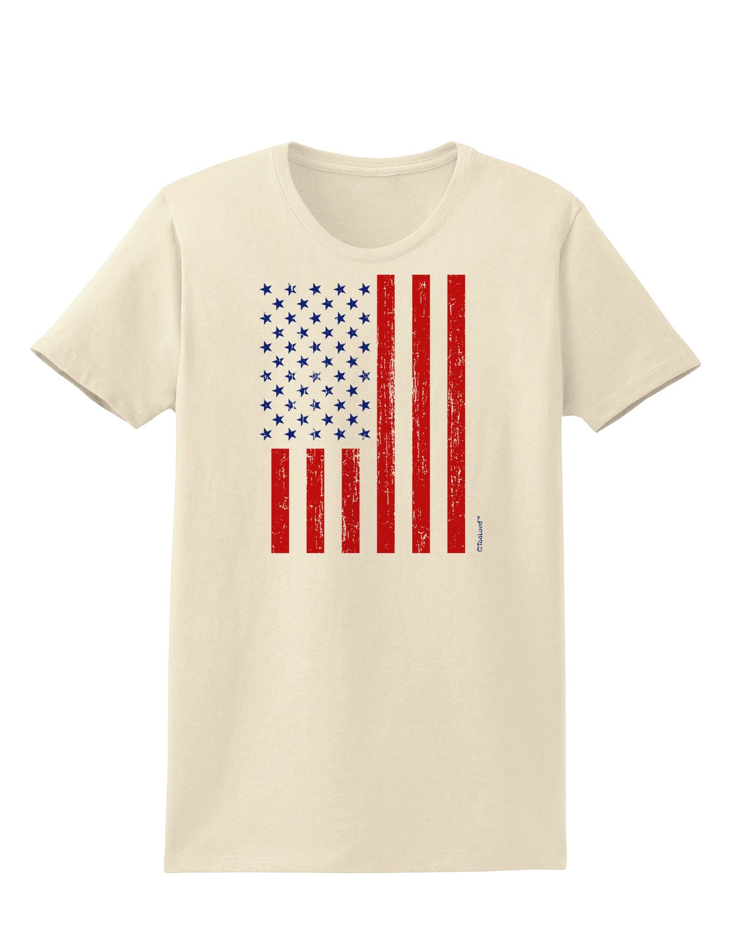 Red and Blue Stamp Style American Flag - Distressed Womens T-Shirt by TooLoud-Womens T-Shirt-TooLoud-Natural-X-Small-Davson Sales