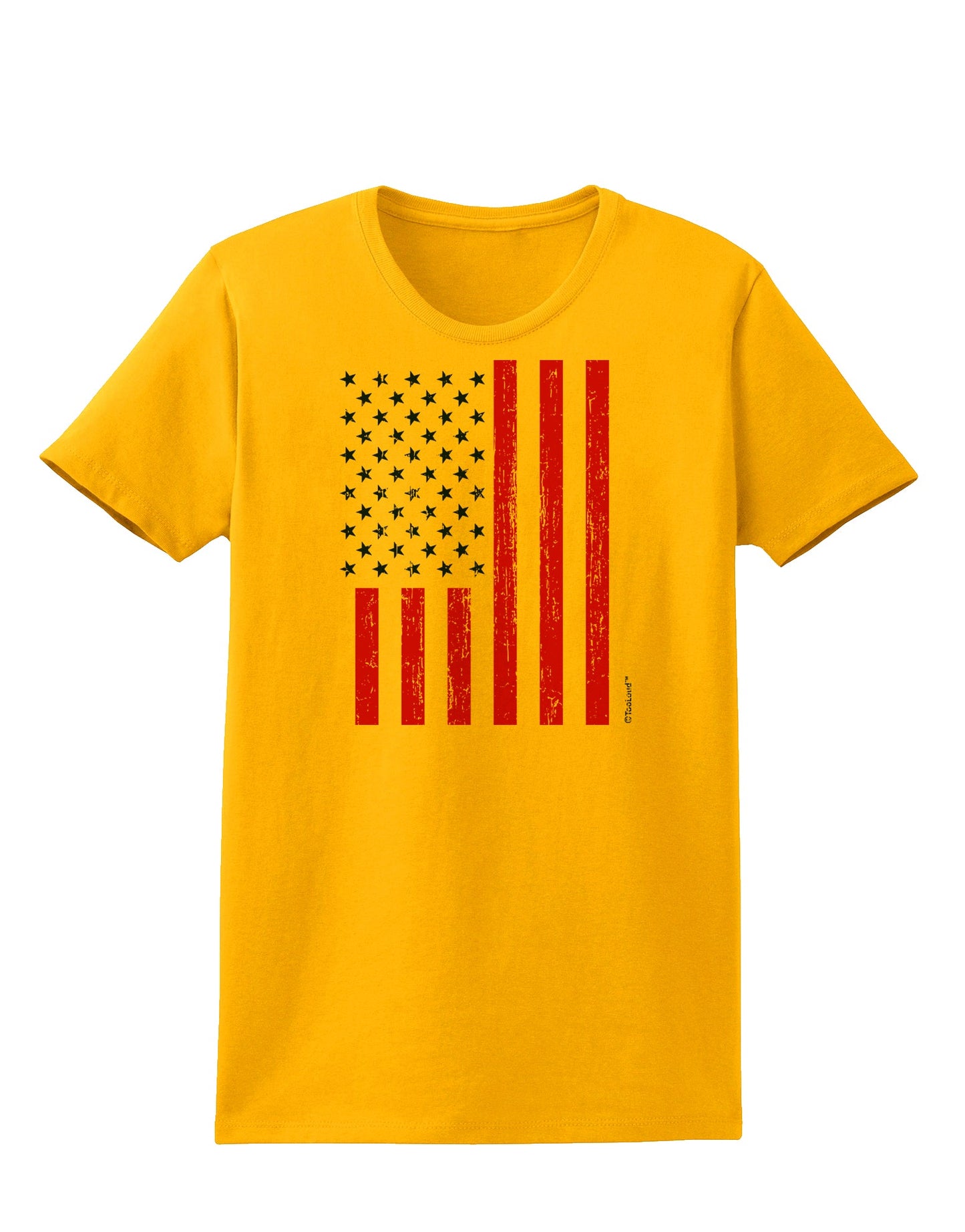 Red and Blue Stamp Style American Flag - Distressed Womens T-Shirt by TooLoud-Womens T-Shirt-TooLoud-Gold-X-Small-Davson Sales
