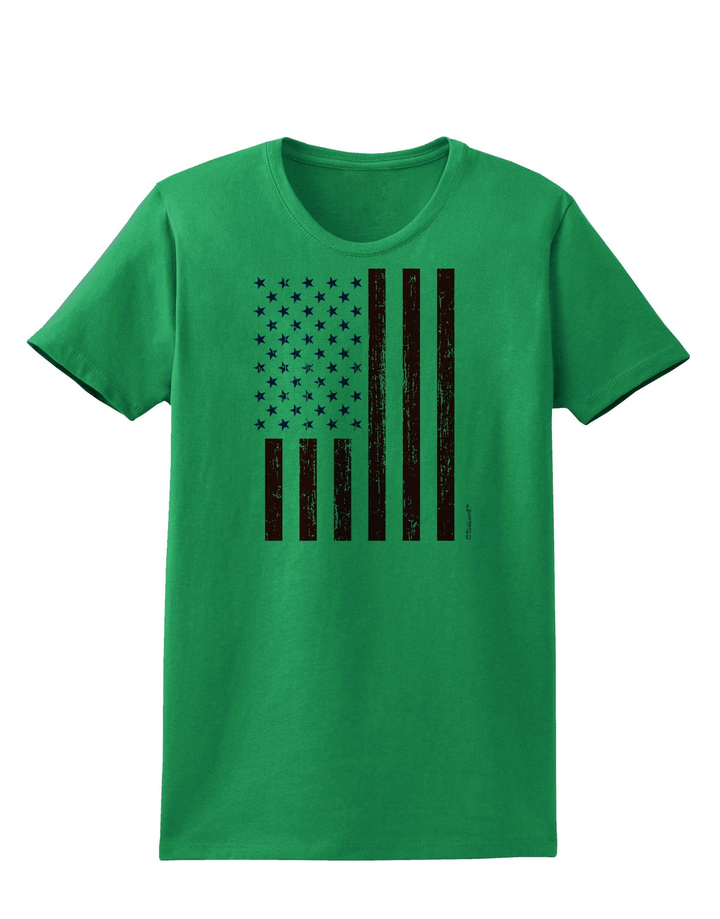 Red and Blue Stamp Style American Flag - Distressed Womens T-Shirt by TooLoud-Womens T-Shirt-TooLoud-Kelly-Green-X-Small-Davson Sales
