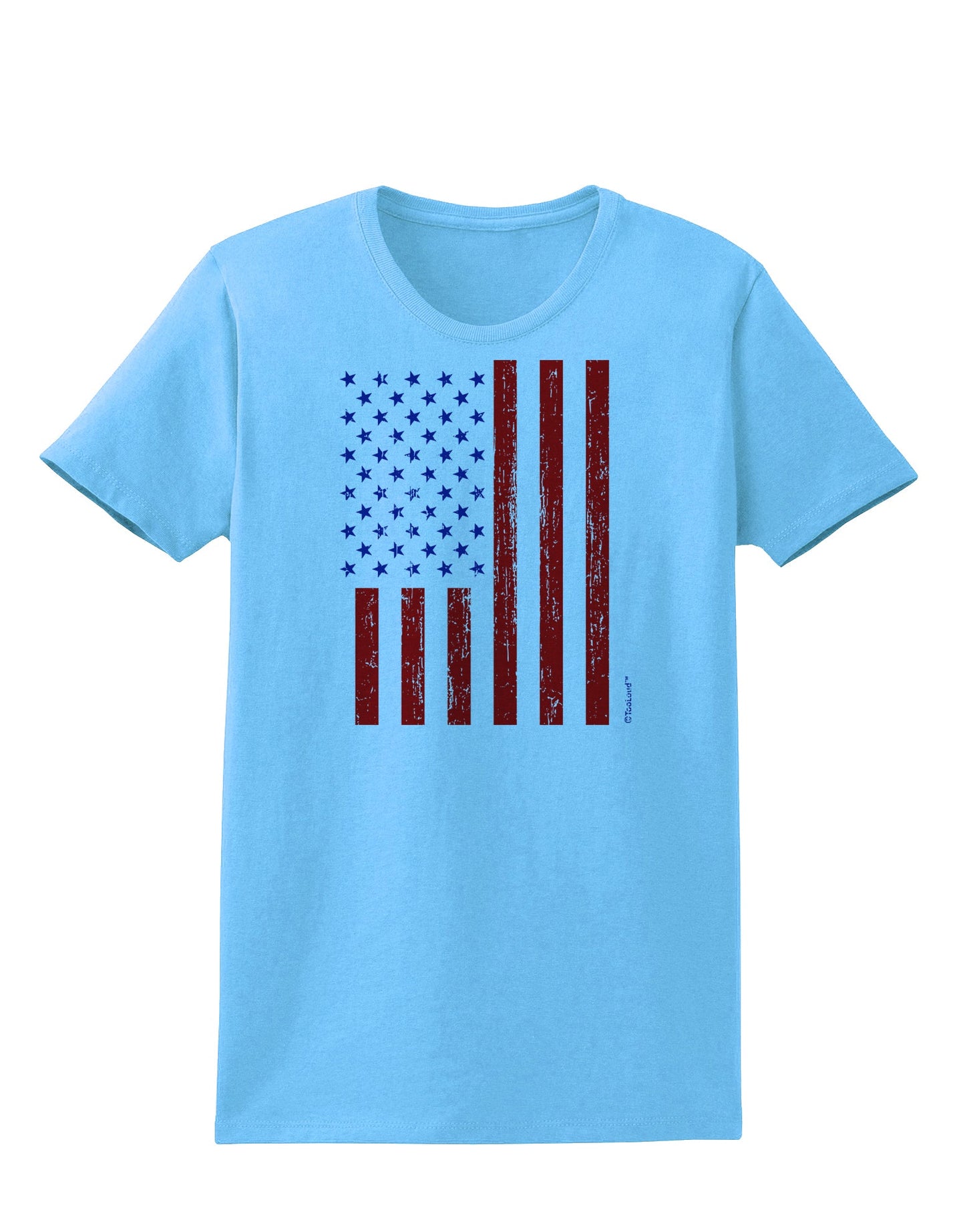 Red and Blue Stamp Style American Flag - Distressed Womens T-Shirt by TooLoud-Womens T-Shirt-TooLoud-Aquatic-Blue-X-Small-Davson Sales