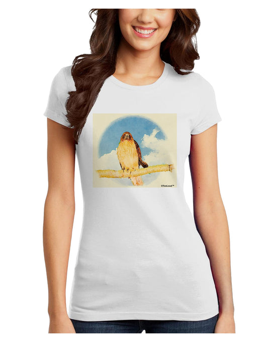 Red-tailed Hawk Juniors T-Shirt-Womens Juniors T-Shirt-TooLoud-White-Juniors Fitted X-Small-Davson Sales