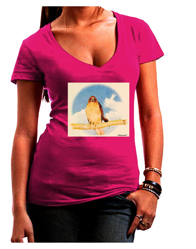 Red-tailed Hawk Juniors V-Neck Dark T-Shirt-Womens V-Neck T-Shirts-TooLoud-Hot-Pink-Juniors Fitted Small-Davson Sales