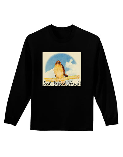 Red-tailed Hawk Text Adult Long Sleeve Dark T-Shirt-TooLoud-Black-Small-Davson Sales