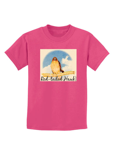 Red-tailed Hawk Text Childrens Dark T-Shirt-Childrens T-Shirt-TooLoud-Sangria-X-Small-Davson Sales