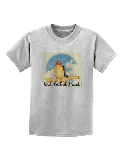 Red-tailed Hawk Text Childrens T-Shirt-Childrens T-Shirt-TooLoud-AshGray-X-Small-Davson Sales