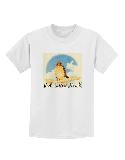 Red-tailed Hawk Text Childrens T-Shirt-Childrens T-Shirt-TooLoud-White-X-Small-Davson Sales