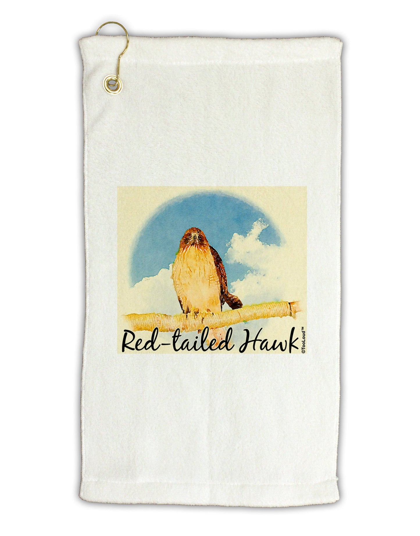 Red-tailed Hawk Text Micro Terry Gromet Golf Towel 11"x19-Golf Towel-TooLoud-White-Davson Sales