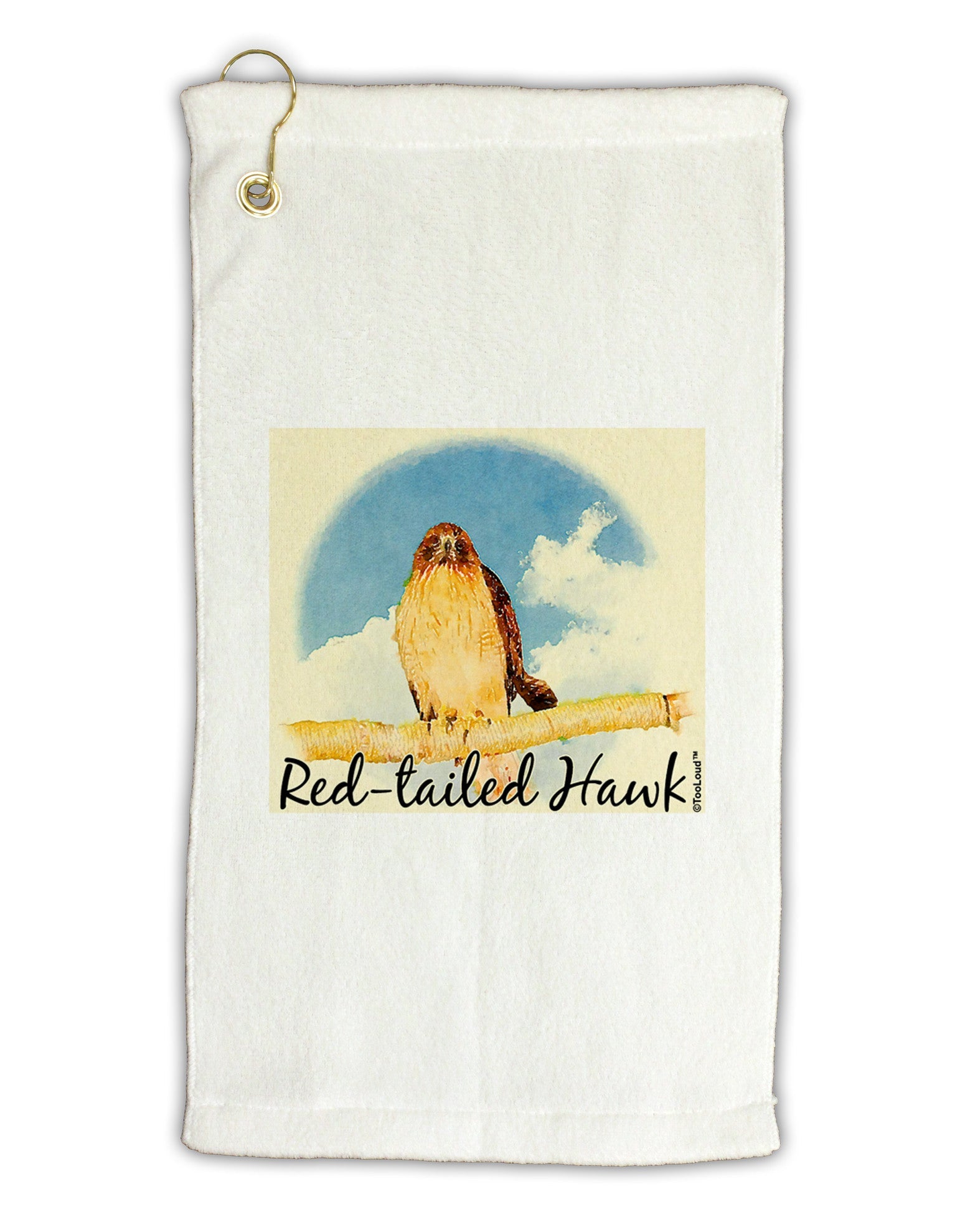 Red-tailed Hawk Text Micro Terry Gromet Golf Towel 11"x19-Golf Towel-TooLoud-White-Davson Sales
