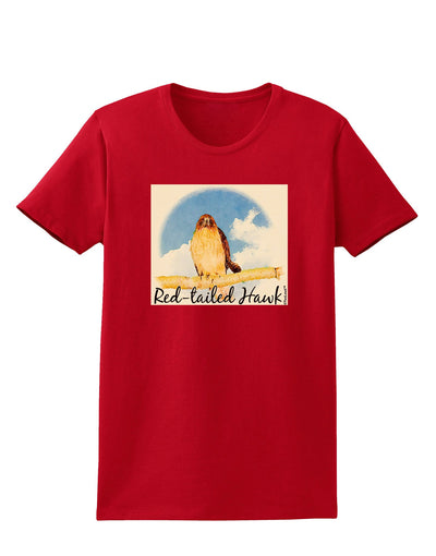 Red-tailed Hawk Text Womens Dark T-Shirt-TooLoud-Red-X-Small-Davson Sales