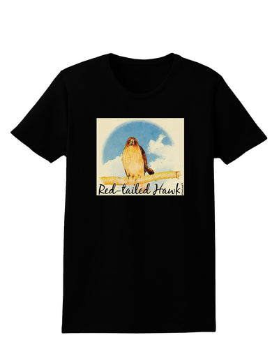 Red-tailed Hawk Text Womens Dark T-Shirt-TooLoud-Black-X-Small-Davson Sales