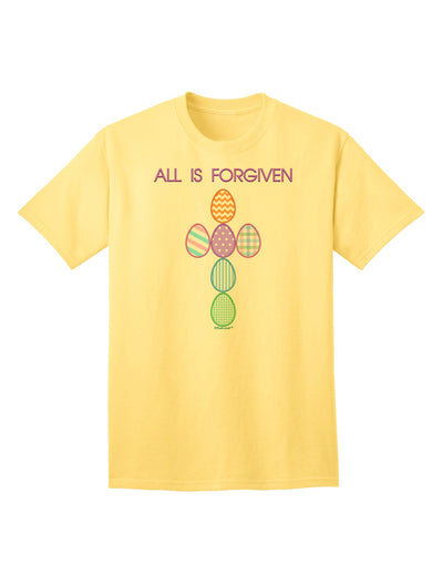 Redemption Collection: 'All is Forgiven' Cross Faux Applique Adult T-Shirt-Mens T-shirts-TooLoud-Yellow-Small-Davson Sales