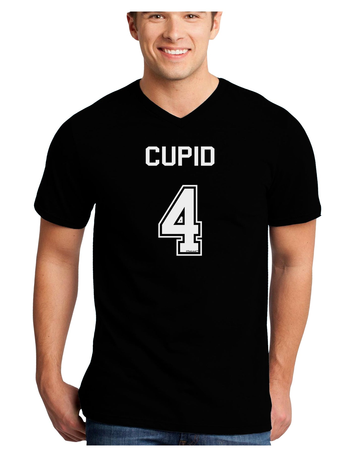 Reindeer Jersey - Cupid 4 Adult Dark V-Neck T-Shirt-Mens V-Neck T-Shirt-TooLoud-Black-Small-Davson Sales