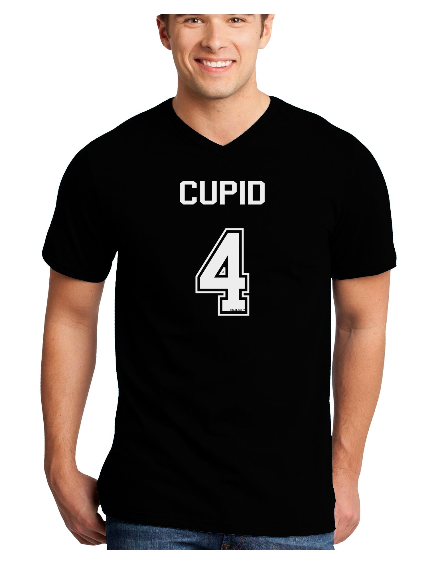 Reindeer Jersey - Cupid 4 Adult Dark V-Neck T-Shirt-Mens V-Neck T-Shirt-TooLoud-Black-Small-Davson Sales