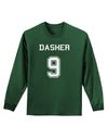 Reindeer Jersey - Dasher 9 Adult Long Sleeve Dark T-Shirt-TooLoud-Dark-Green-Small-Davson Sales