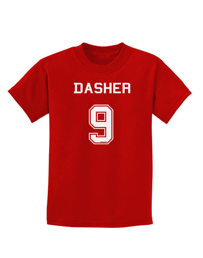 Reindeer Jersey - Dasher 9 Childrens Dark T-Shirt-Childrens T-Shirt-TooLoud-Red-X-Small-Davson Sales
