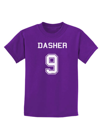 Reindeer Jersey - Dasher 9 Childrens Dark T-Shirt-Childrens T-Shirt-TooLoud-Purple-X-Small-Davson Sales