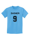 Reindeer Jersey - Dasher 9 Childrens T-Shirt-Childrens T-Shirt-TooLoud-Aquatic-Blue-X-Small-Davson Sales