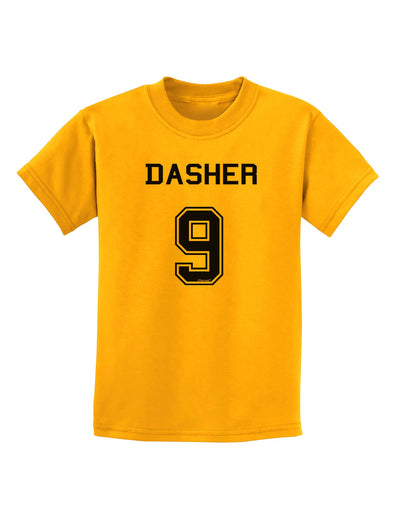 Reindeer Jersey - Dasher 9 Childrens T-Shirt-Childrens T-Shirt-TooLoud-Gold-X-Small-Davson Sales