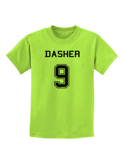 Reindeer Jersey - Dasher 9 Childrens T-Shirt-Childrens T-Shirt-TooLoud-Lime-Green-X-Small-Davson Sales