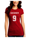 Reindeer Jersey - Dasher 9 Juniors Crew Dark T-Shirt-T-Shirts Juniors Tops-TooLoud-Red-Juniors Fitted Small-Davson Sales