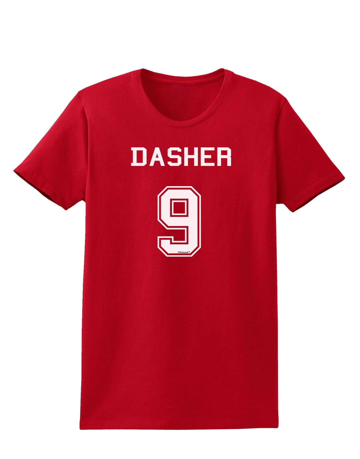 Reindeer Jersey - Dasher 9 Womens Dark T-Shirt-Womens T-Shirt-TooLoud-Red-X-Small-Davson Sales