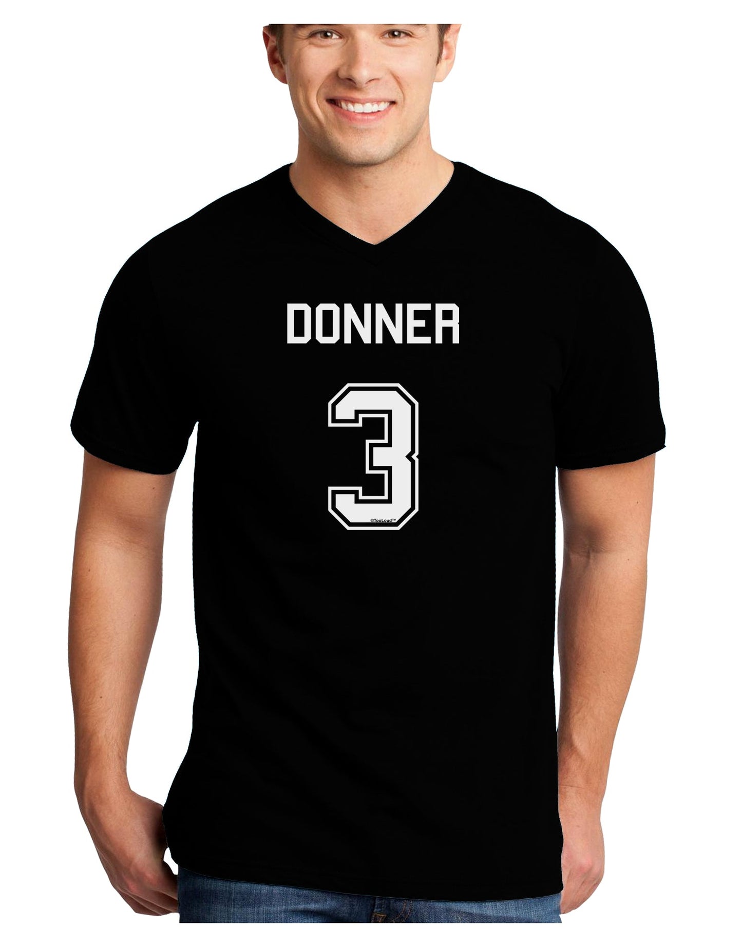 Reindeer Jersey - Donner 3 Adult Dark V-Neck T-Shirt-Mens V-Neck T-Shirt-TooLoud-Black-Small-Davson Sales