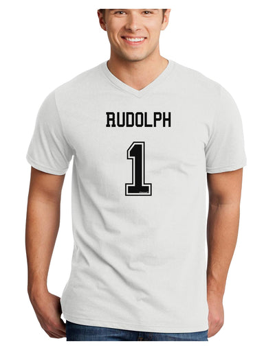 Reindeer Jersey - Rudolph 1 Adult V-Neck T-shirt-Mens V-Neck T-Shirt-TooLoud-White-Small-Davson Sales