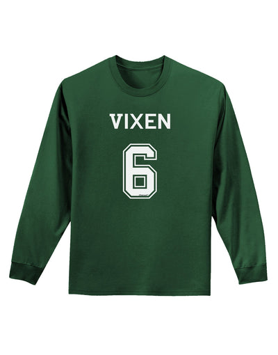 Reindeer Jersey - Vixen 6 Adult Long Sleeve Dark T-Shirt-TooLoud-Dark-Green-Small-Davson Sales