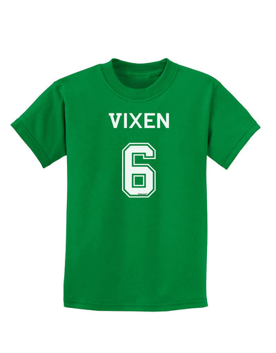 Reindeer Jersey - Vixen 6 Childrens Dark T-Shirt-Childrens T-Shirt-TooLoud-Kelly-Green-X-Small-Davson Sales