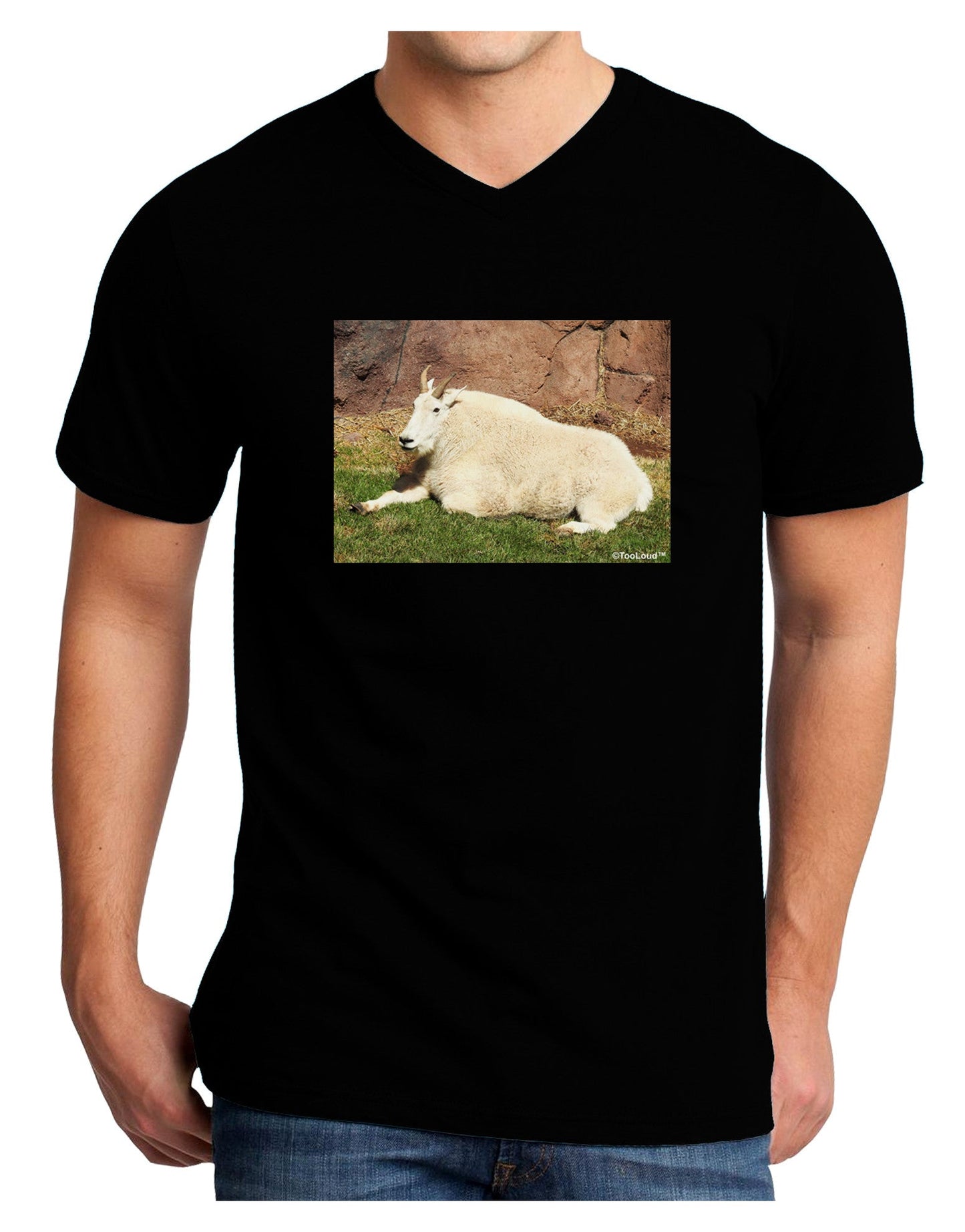 Relaxing Ram Adult Dark V-Neck T-Shirt-Mens V-Neck T-Shirt-TooLoud-Black-Small-Davson Sales