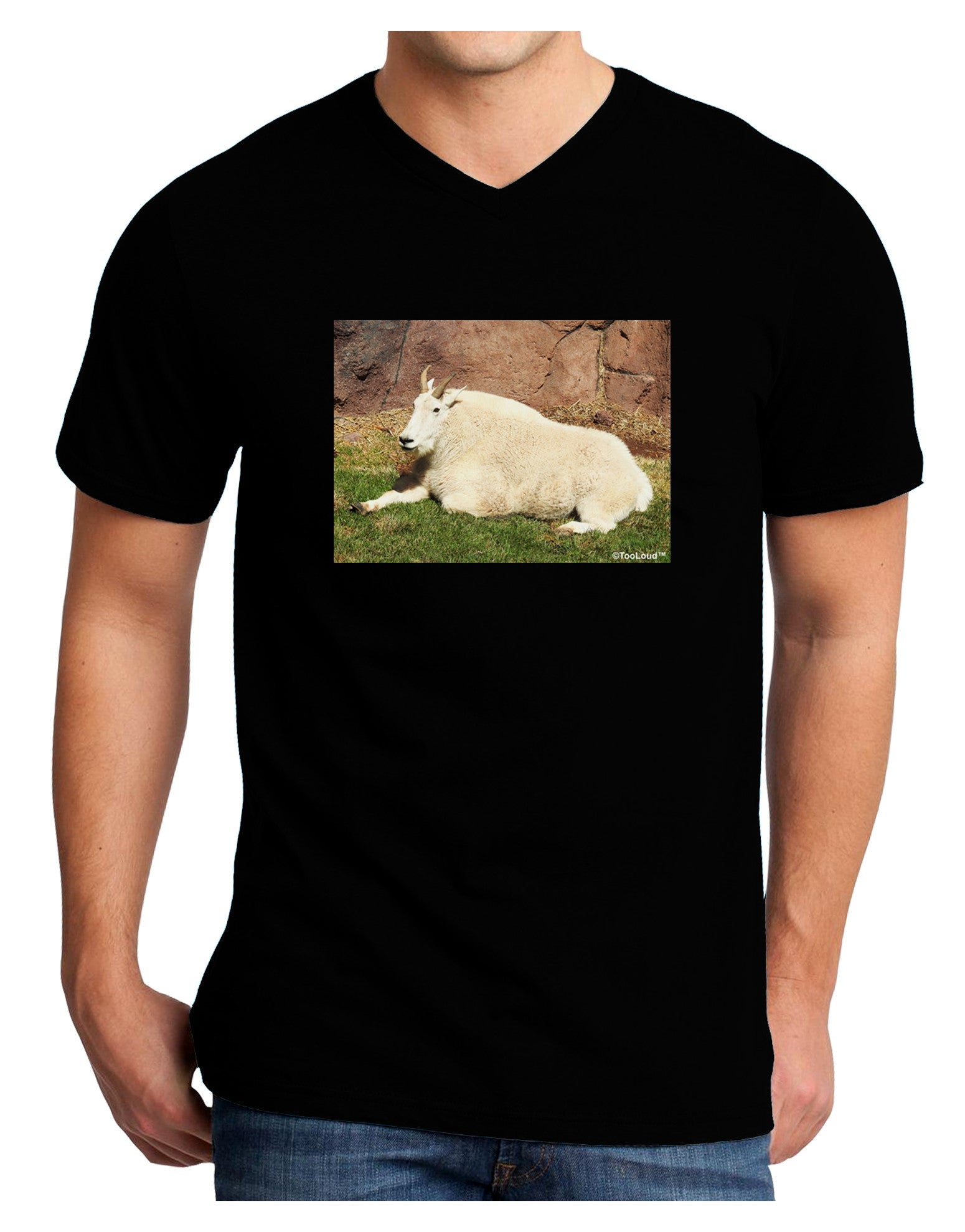 Relaxing Ram Adult Dark V-Neck T-Shirt-Mens V-Neck T-Shirt-TooLoud-Black-Small-Davson Sales