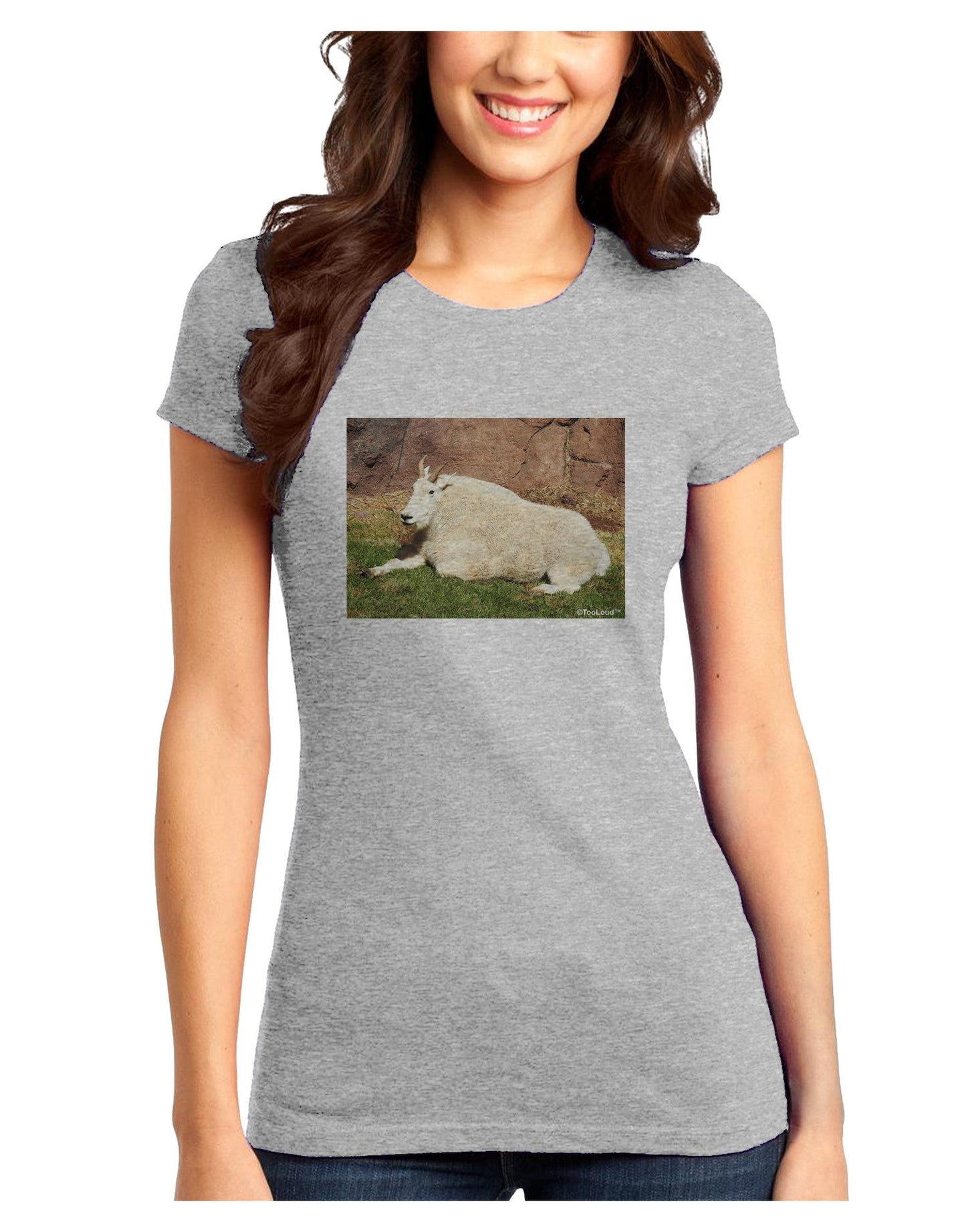 Relaxing Ram Juniors Petite T-Shirt-T-Shirts Juniors Tops-TooLoud-Ash-Gray-Juniors Fitted X-Small-Davson Sales