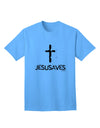 Religious Apparel: Jesus Saves Cross Design Adult T-Shirt by TooLoud-Mens T-shirts-TooLoud-Aquatic-Blue-Small-Davson Sales