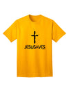 Religious Apparel: Jesus Saves Cross Design Adult T-Shirt by TooLoud-Mens T-shirts-TooLoud-Gold-Small-Davson Sales