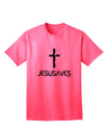 Religious Apparel: Jesus Saves Cross Design Adult T-Shirt by TooLoud-Mens T-shirts-TooLoud-Neon-Pink-Small-Davson Sales